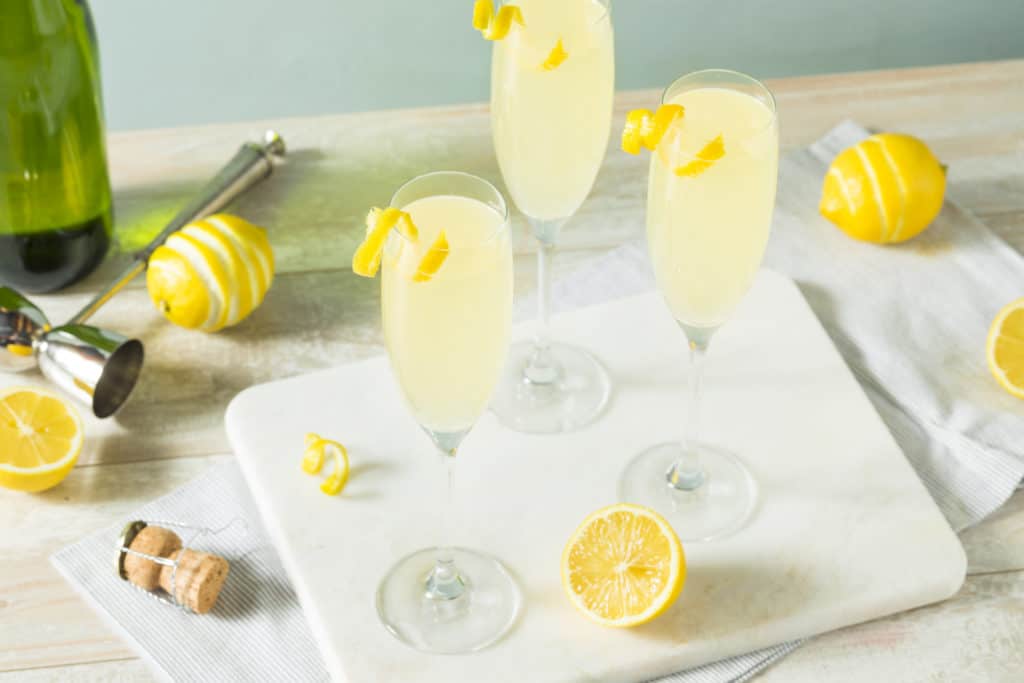 French 75 Cocktail with Champagne Lemon