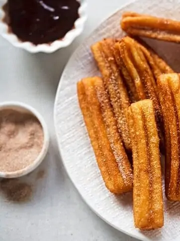Spanish Churros with cinnamon sugar and chocolate sauce