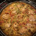 Spanish Paella with Chicken Chorizo Saffron Shrimp